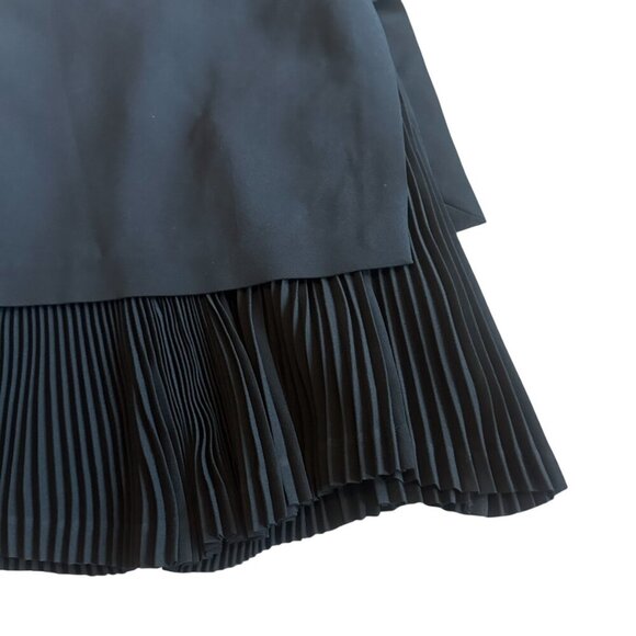 Theory Black Shift Dress Layered w/ Pleating Sleeveless Crepe Size 4 Women's - Picture 3 of 10